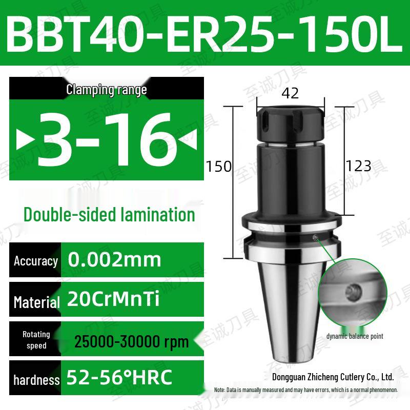 CNC-Hochgeschwindigkeits-Doppelseitiger BBT30/40/50-ER20/25/32 Werkzeughalter mit Dynamischer Auswuchtung