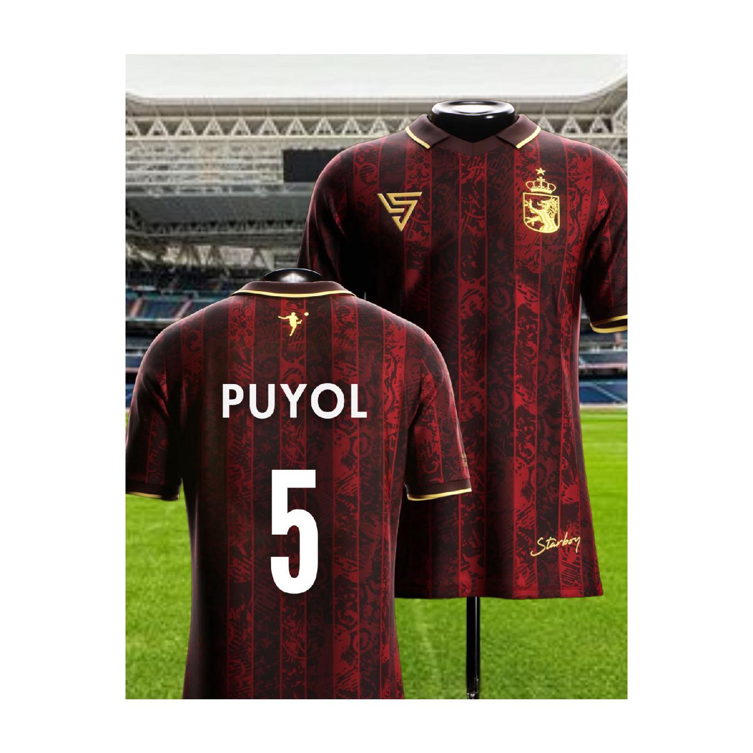 

Футбольный трикотаж специального дизайна Испания Пуйоль из дышащей полиэфирной ткани Футбольный трикотаж S синий белл