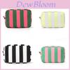Cotton Twill Makeup Bag With Striped Pattern For Travel And Daily Use