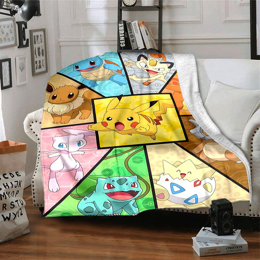1PC Pokemon, Blanket Soft Warm All Season Throw for Sofa, Bed, Car, Office Vibrant Colorful Design, Durable & Cozy Gift