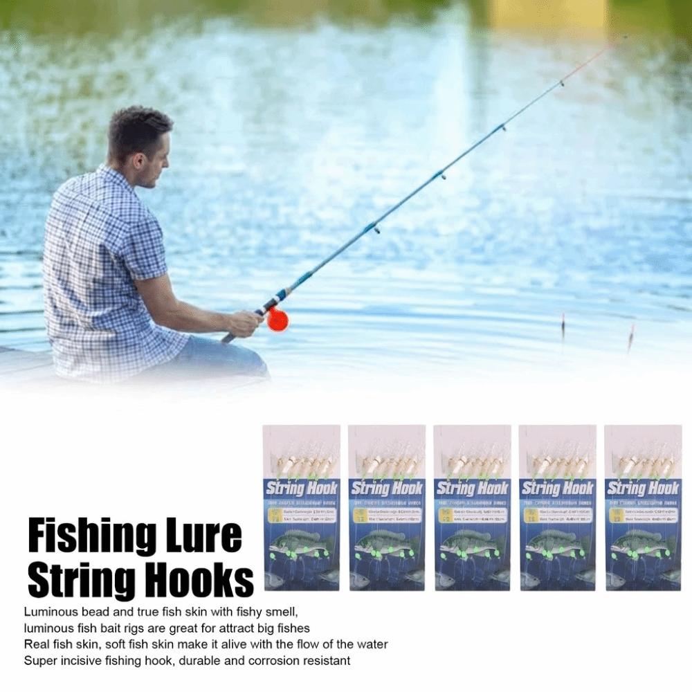 

5 Sets with Luminous Beads Fishing Rigs with 6 Hooks Fishing Lure Rigs Saltwater Fishing 12#