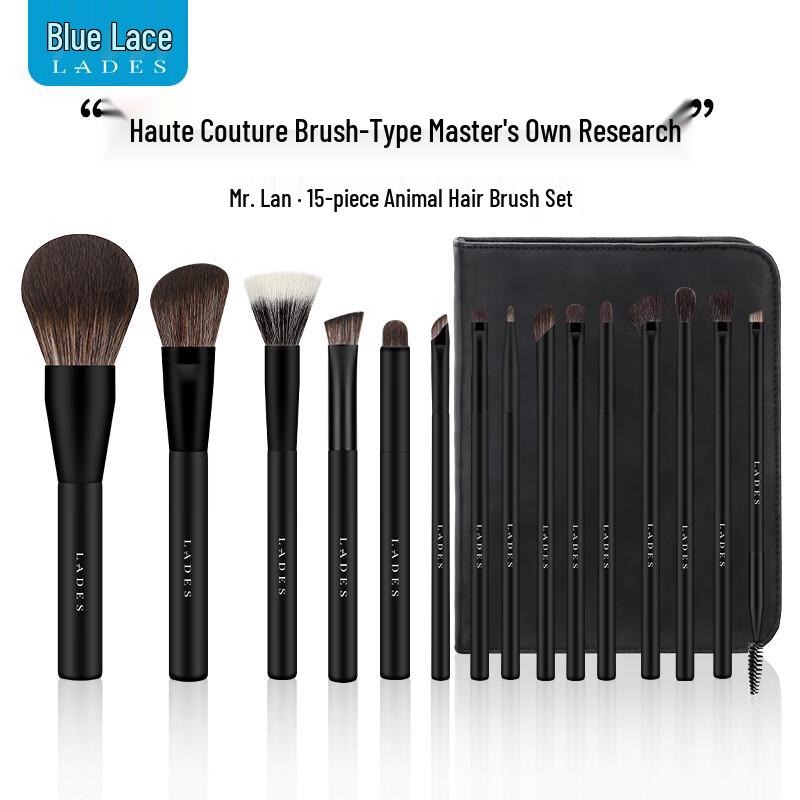 LADES Mr. Blue 15-Piece Makeup Brush Set