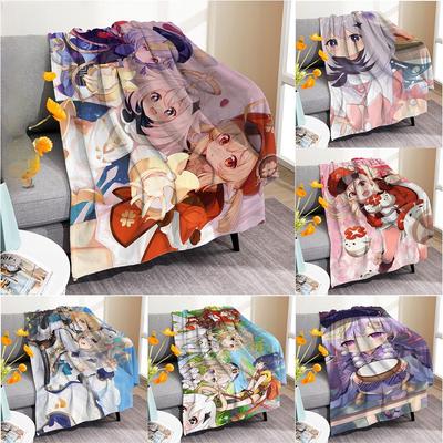 Cartoon Air Conditioning Blanket Genshin Impact Blanket Carved Fine Flannel Animation Dormitory Nap Blanket