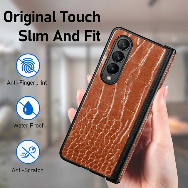 Non -Slip Luxury Crocodile Leather Slim Case For Samsung Galaxy Z Fold4 Fold3 Fold 4 5g Zfold4 Fold 3 Fashion Phone Bag