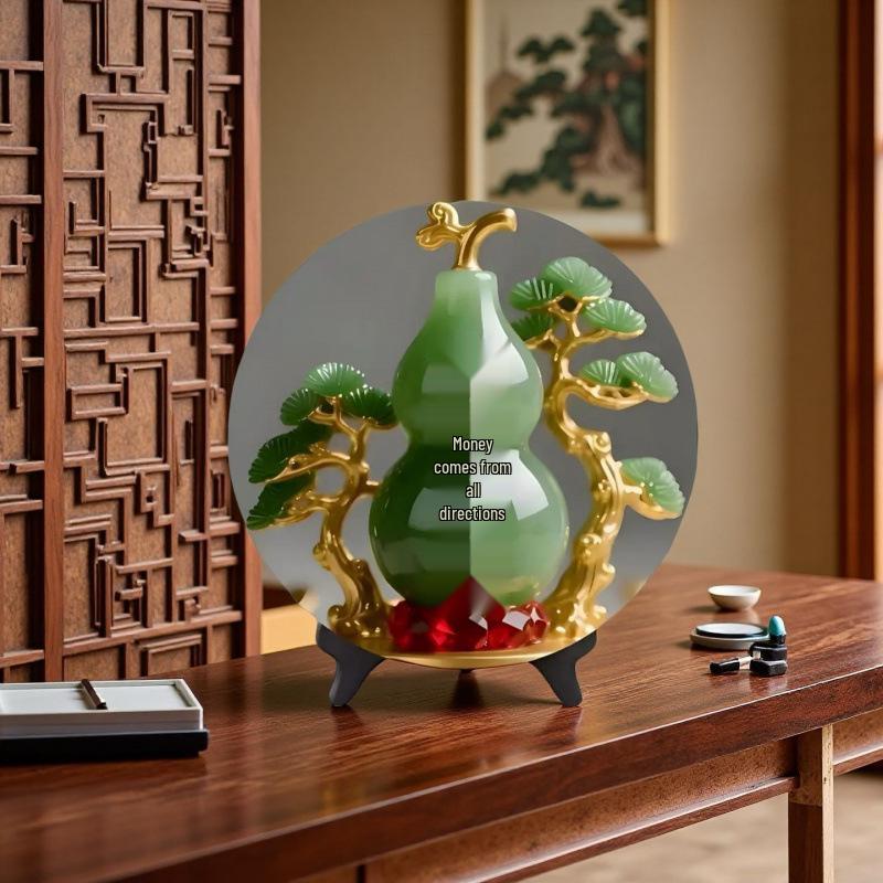 Eight Directions Wealth & Fortune Living Room Jade Gourd Decoration – Home Entryway Ornament