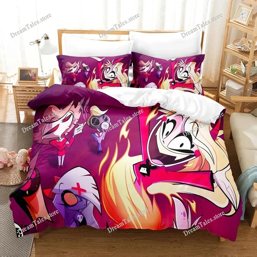 Fashion Cartoon Hazbinel Bedding Set Duvet Cover Set with Pillowcase Twin Full Queen King Bedclothes Bed Linen Home Textiles