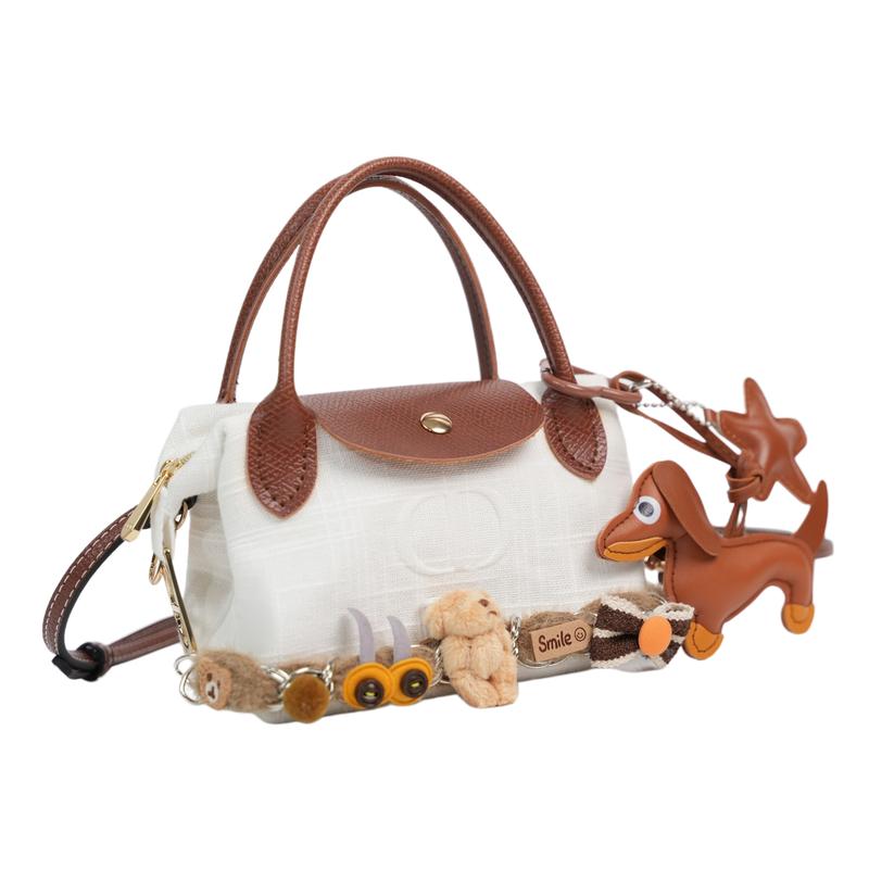 DIOR Bag [Customized Cosmetic Bag] Canvas Brown and White Cute Simple Niche High-end Trend Commuting Exquisite Fashion Versatile Storage Portable
