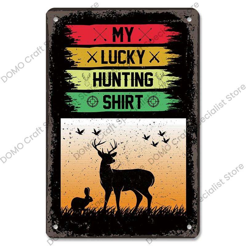 Vintage Hunting Plaque Metal Tin Signs Hunter Deer Hunt Safari Adventure Retro Metal Plate Wall Decor Hunting Club Shop Man Cave