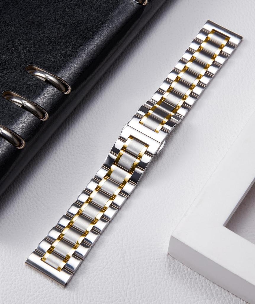 BINLUN Stainless Steel Watch Band, Replacement Watch Strap, Highly Durable, Rust-Resistant, Skin-Friendly, Quick-Release Mesh Design, Unisex, Adjustme