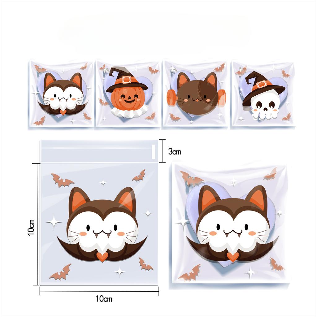 Transparent Style, Halloween, Nougat, Snowflake Puff Pastry, Biscuit Candy Packaging Bag, Ghost Festival, Party Gift, Self Sealing Bag