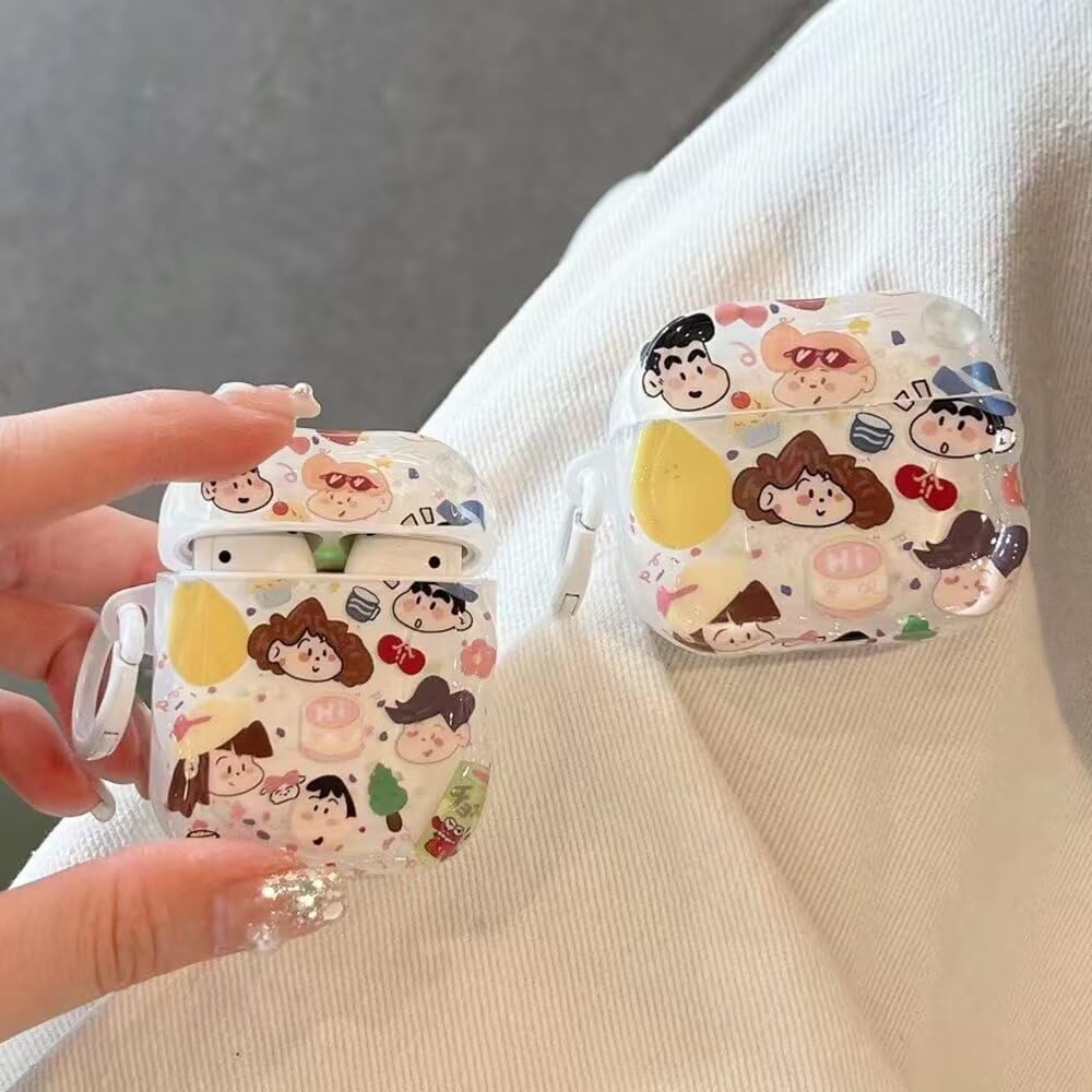 Crayon Case for AirPods 1 and AirPods 1st and 2nd Generation AirPods Cute Keychain Full Protection for AirPods Shin-chan 2, Cover, Included,