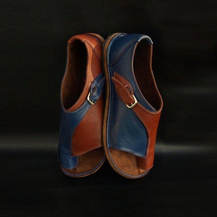 Bohemia Damskie Sandały Letnie Buty dla Pani Retro Skóra PU Odkryte Palce Klapki Plażowe Pasek z Klamrą Obuwie Nowe Klapki