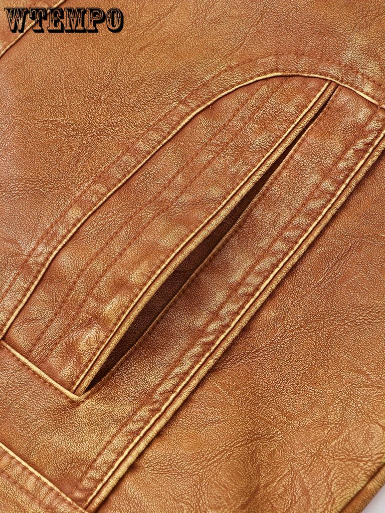 Men's Casual Vintage Style PU Leather Jacket With Pockets -  Stylish & Durable - For Everyday Wear - Perfect Gift for Fashionable Men