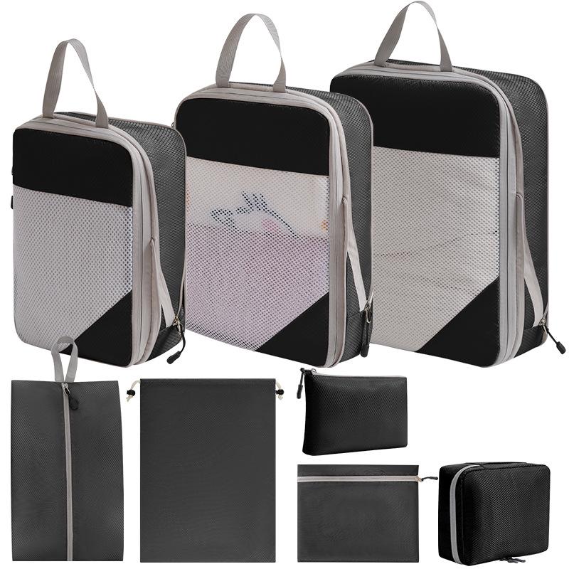 7-Piece Travel Compression Organizer Set for Clothes, Shoes, and Cosmetics