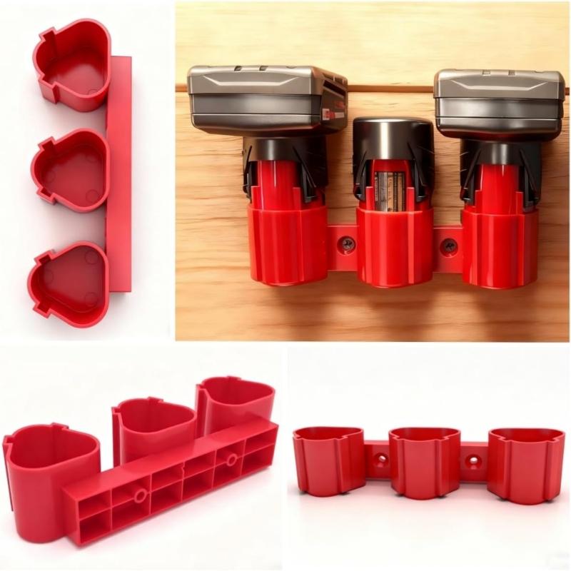 Durability Tool and Battery Holder Wall Mount Organizers with Screws for 12V Tool Batteries Easy Workshop Installation