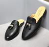 Fashion Men's Luxury Genuine Leather Mules Brown Blue Black - Fashionable Flat Casual Moccasins for Men