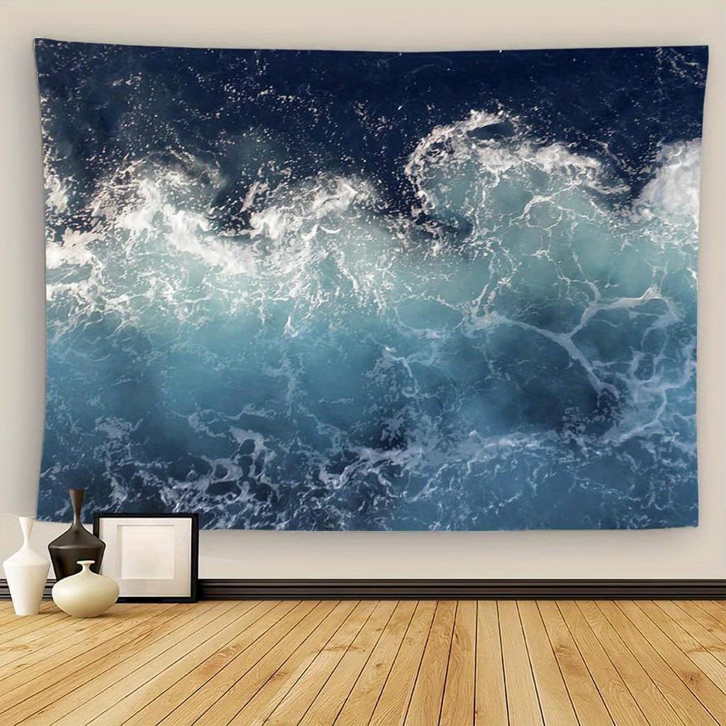 1pc Ocean Waves Tapestry Wall Art - Navy Blue, 60x40 Inch, Abstract Polyester Indoor/Outdoor Decor for Bedroom, Dorm, or Living