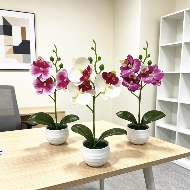 Butterfly Orchid Artificial Plant Home Decor With Plastic Leaves For Living Room And Office