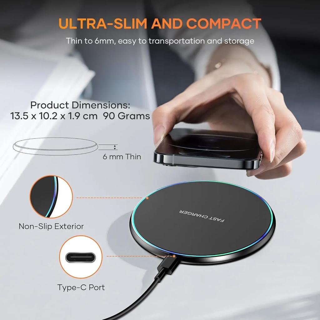 50W Wireless Charger For iPhone 13 12 15 16 Pro Xs Max Mini X Xr Induction Fast Charging Pad For Samsung S22 S21 S8 S9 S10 Note