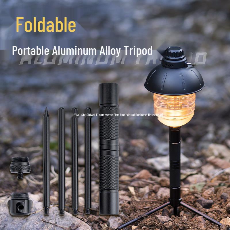 

Multifunctional Aluminum Tripod Stand with Ball Head & Ground Spike for Outdoor Lighting & Camera 17cm Tripod without Extension Pole