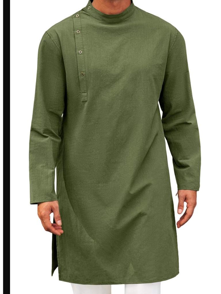 Arabic Style Fashionable Long Men's Shirt - Simple Muslim Robe
