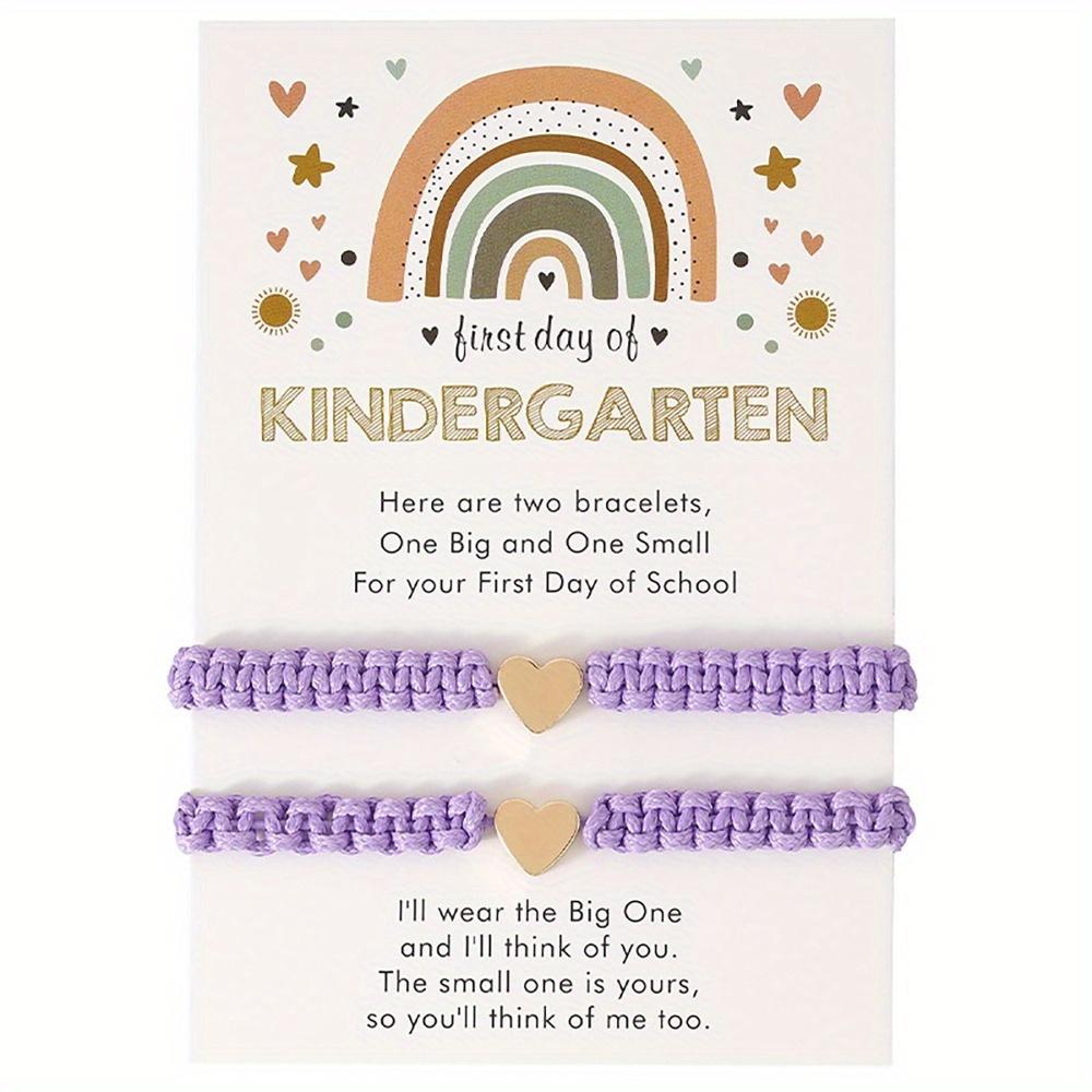

3pcs Bracelet Packs First Day of Kindergarten Bracelets First Day of School Bracelets Back To School Bracelet Matching Heart Wish Adjustable Bracelet 3pcs purple