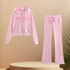 New Style Spring New Women's Clothing Women's Fashion Casual Suit Hooded Velvet Sweater & Micro-pull Trousers Suit