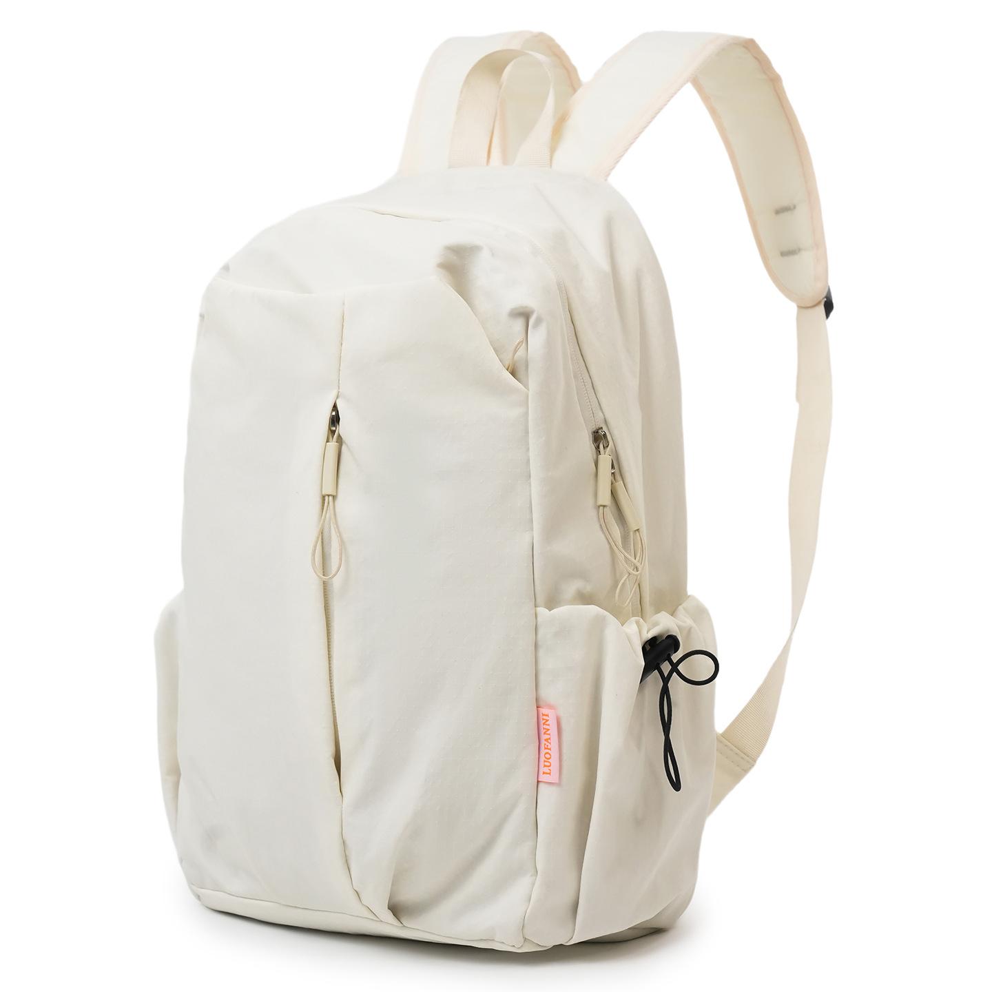 

School bag male college students solid color simple large capacity backpack female high school students outdoor travel backpack mountaineering белый