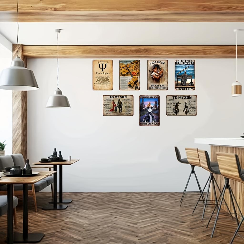 Piatto 2D - Segno Metallico Scena di Strada Vintage di Hanoi Vietnam - 20,32x30,48 cm Arte da Parete Retrò, Decorazione Rustica in Ferro con Foro Pre-forato