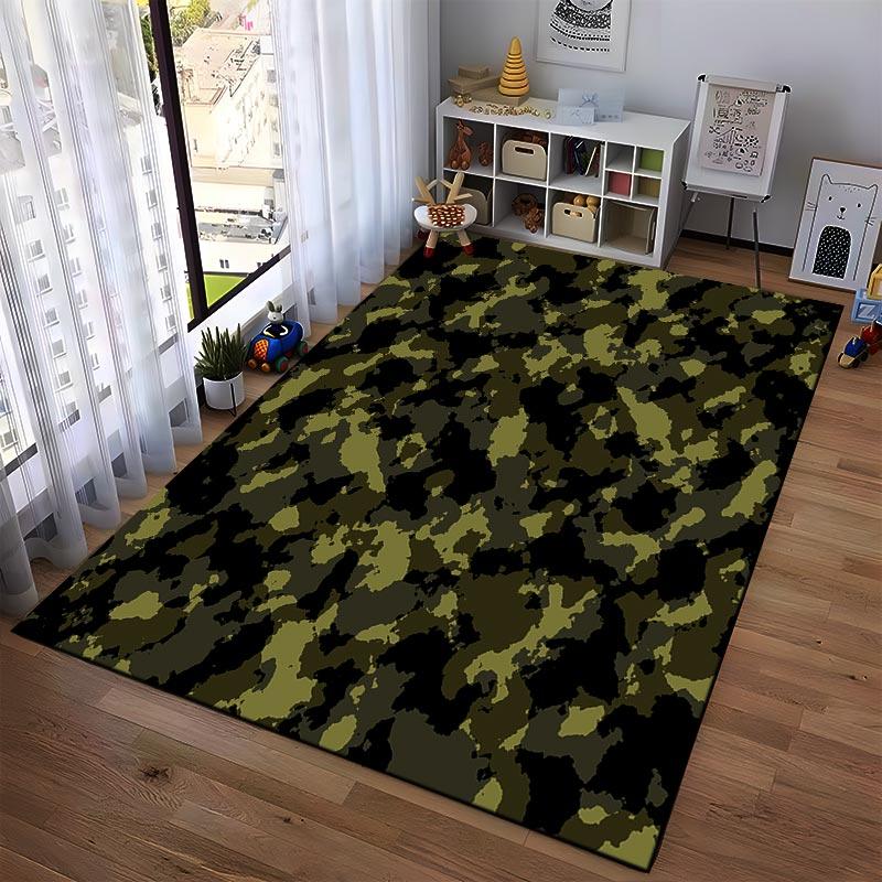 Armee Militär Camouflage Muster Teppich in Grün- und Schwarztönen 1 Teppich für Dekoration Geeignet für die Verwendung als rutschhemmend 1 für 1 Zimmer und Schlafzimmer Sofas