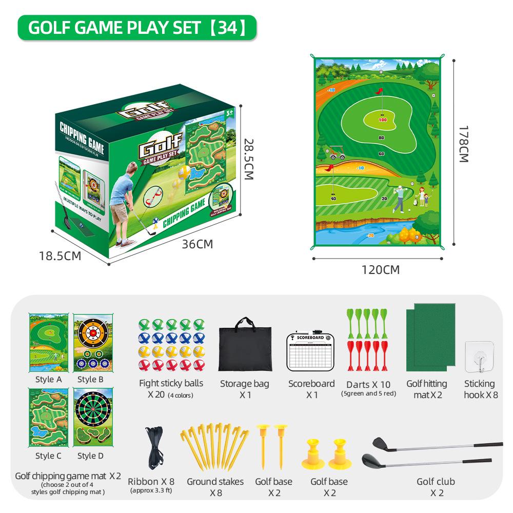 Cross-border Outdoor Boys’ 3-in-1 Golf Velcro Ball and Darts Sports Toy