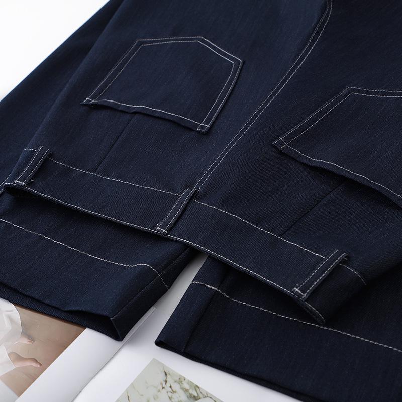 Damen Retro Dunkelblaue Cropped Weitbeinige Jeans - Frühjahr/Sommer Kollektion 2026