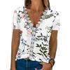 Summer Women's Short Sleeve Tees Elegant Lace V-neck Print Casual Comfortable T-Shirt Female