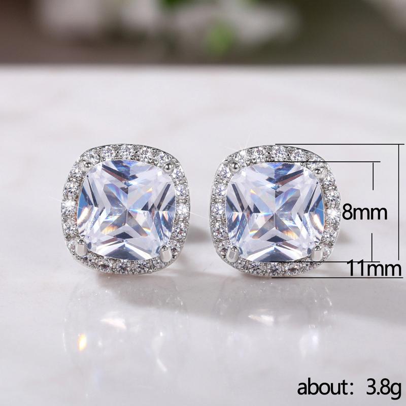 HuiSept Trendy Earrings Silver 925 Jewelry with Zircon Gemstone Stud Earrings for Women Wedding Party Promise Gift Accessories