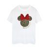 Disney Womens/Ladies Minnie Mouse Leopard Christmas Cotton Boyfriend T-Shirt