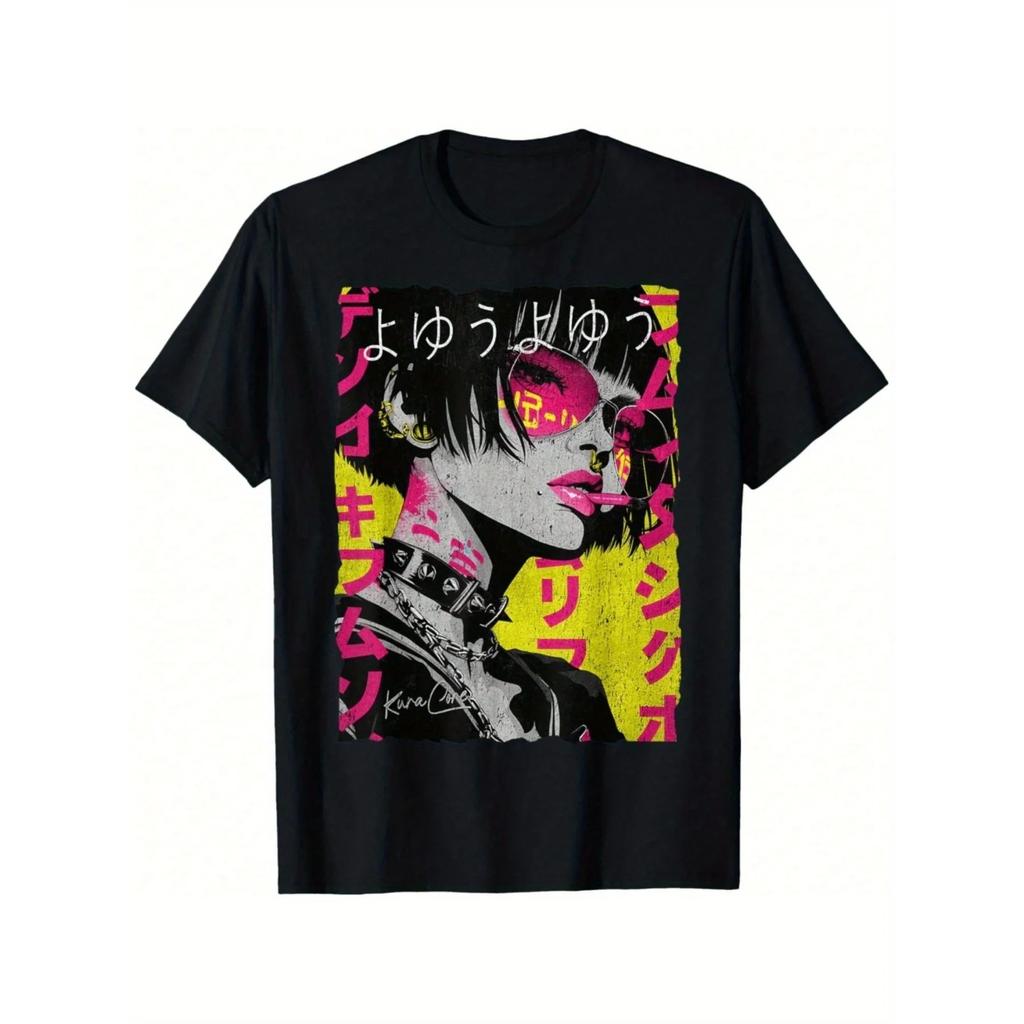 2026 Harajuku Streetwear Cyberpunk Grafikdruck Sommer Herbst Winter Baumwolle Herren und Damen T-Shirt Kurzarm Luxus Outdoor Oberteil