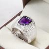 Amethyst Emerald Cut Gemstone With 925 Sterling Silver Ring For Men's #B716 JL375692741416