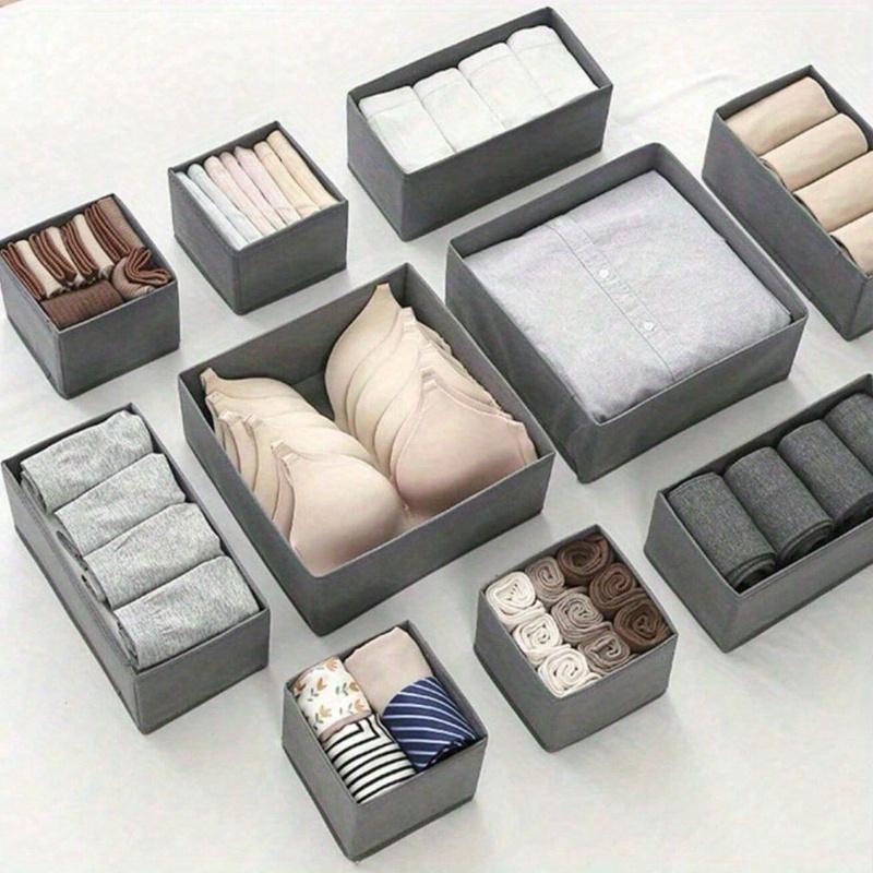 

Складной тканевый ящик для хранения, Шкаф, Туалетный столик, Органайзер для ящиков, Тканевая корзина, Контейнер-коробка, Разделитель для детской одежды, Нижнее белье, Бюстгальтер, Носки S серый