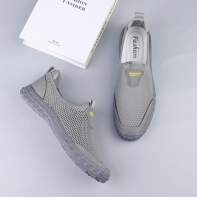 Nowe oddychające buty męskie z siateczki, lekkie, codzienne, męskie, buty do chodzenia, wsuwane, mokasyny, drążone, trampki, miękkie, letnie, płaskie buty
