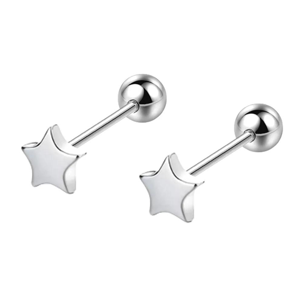 

925 Silver Round Ball Star Cube Stud Earrings Women Luxury Designer Jewelry High Quality GaaBou