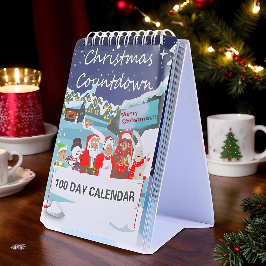 2025 100 Tage Weihnachts-Countdown-Kalender Desktop-Adventskalender für Weihnachten Zuhause Schreibtisch Abreiß-Countdown-Kalender Tischdeko
