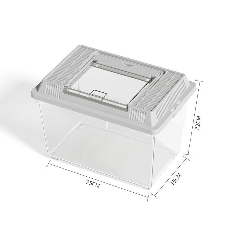 Przenośny plastikowy zbiornik do hodowli żółwi i ryb z pokrywką - mały/średni rozmiar