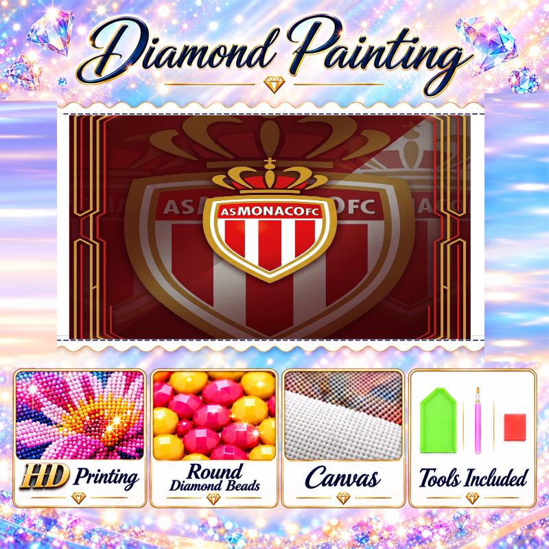 Monaco FC Diamond Painting Kit 5D Full Drill DIY Diamond Mosaic Wall Art Home Decor