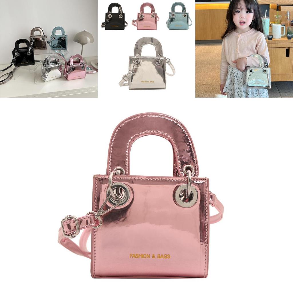 Stylish Kids Crossbody Bag Fashionable Shiny Pu Leather Small Square Bag For Boys Girls