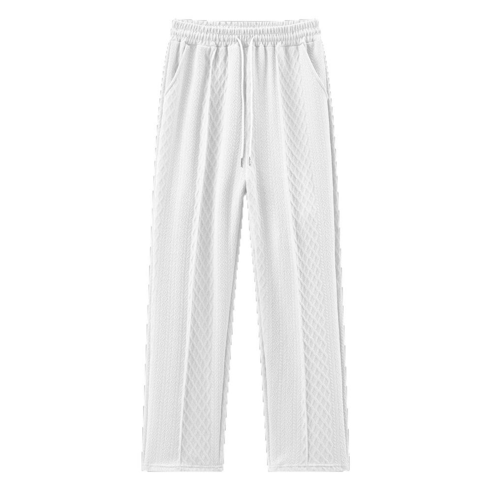 New Spring/Summer Collection: Men’s Casual Jacquard Trousers – Stylish Straight-Leg Trousers S белый