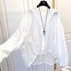 Ropa con Protección Solar de Talla Grande para Mujer, Chaqueta Ligera de Seda de Hielo, Camisa Holgada y Fina con Capucha para Proteger del Sol