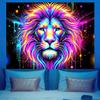 Colorful Watercolor Lion Art Tapestry Wall Hanging Boho Abstract Maximalist Jungle Zoo Room Decor Print