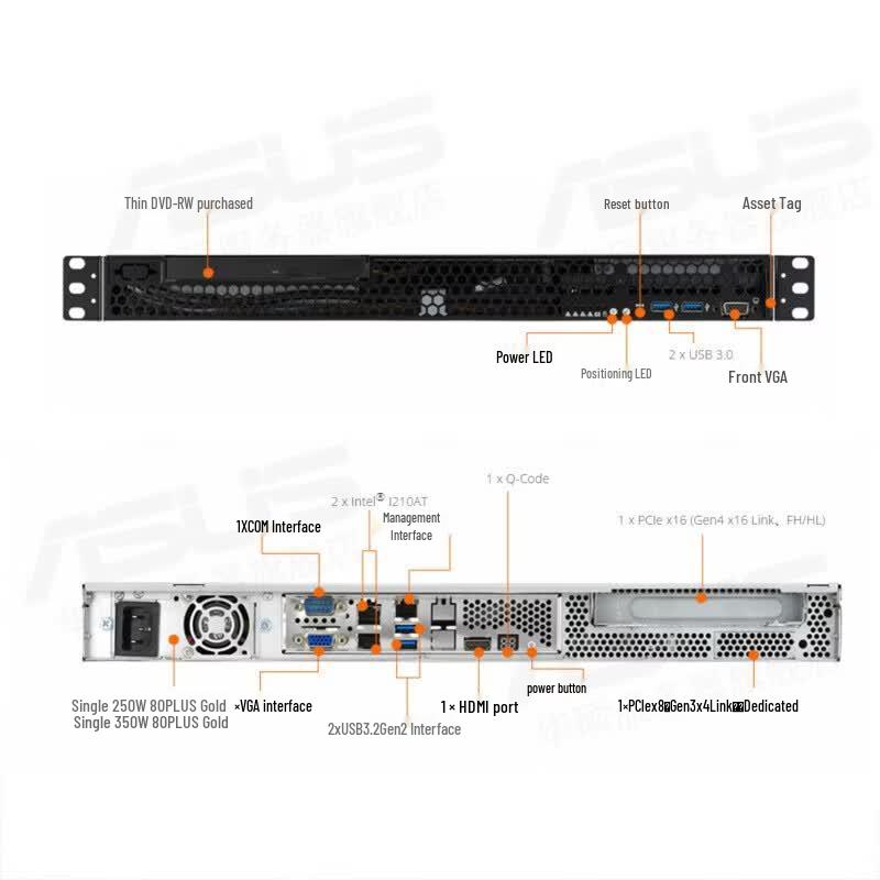 ASUS RS100 1U Rackmount Server (CN version)