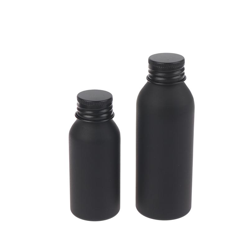 40Ml-250Ml Black Frosted Aluminum Bottle With Cap Perfume Lotion Cosmetic Toner Water Bottle Travel Protable Refillable Bottle