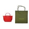 Longchamp Le Pliage Logo Embroidered Top Zip Tote Bag Small Women handbags Tomato-Red 1621919P83